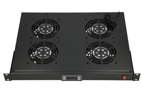 EXTRALINK 19" RACK MOUNT FAN PANEL (4 FANS) WITH THERMOSTAT