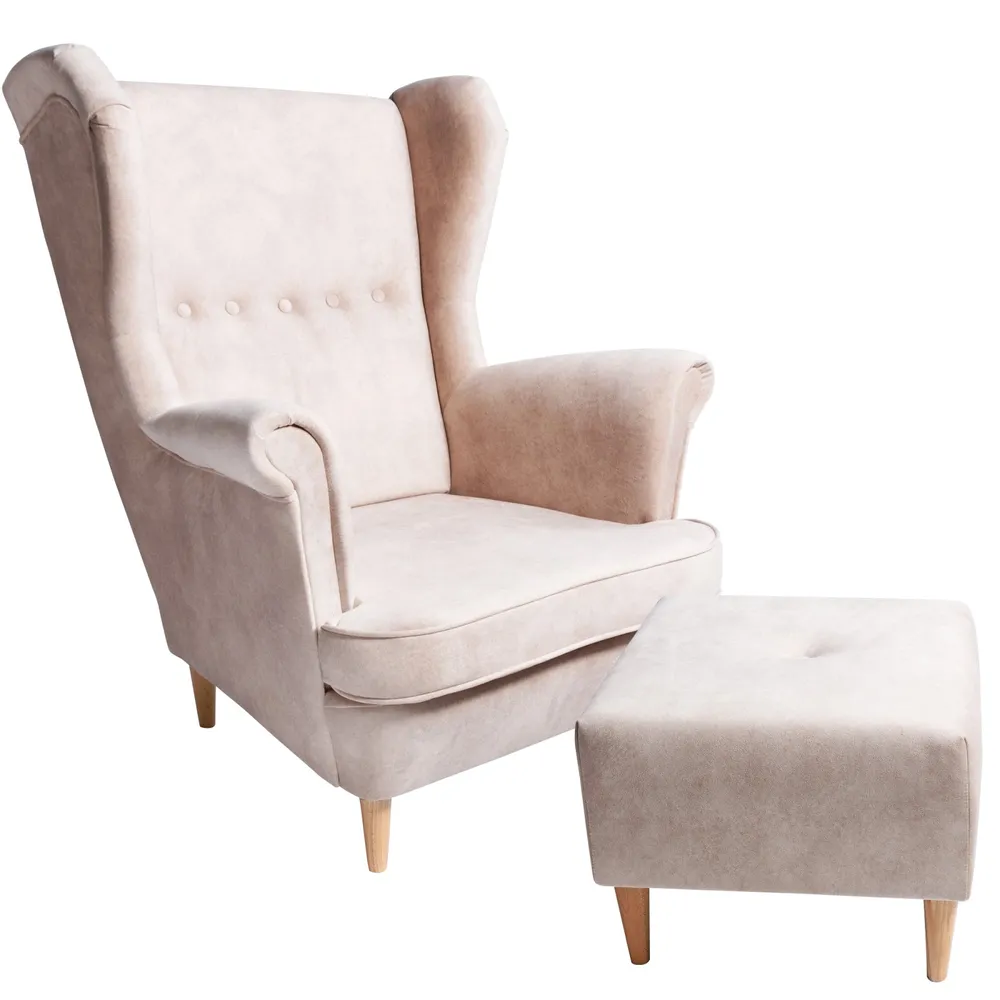 Fotel Jane z podnóżkiem, beżowy