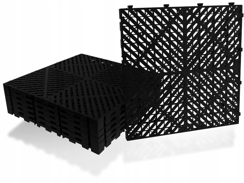 EXTRALINK PODŁOGA MODUŁOWA, PŁYTKI PUZZLE 40X40CM GARAŻ, AUTO-DETAILING CZARNY 0,16M2