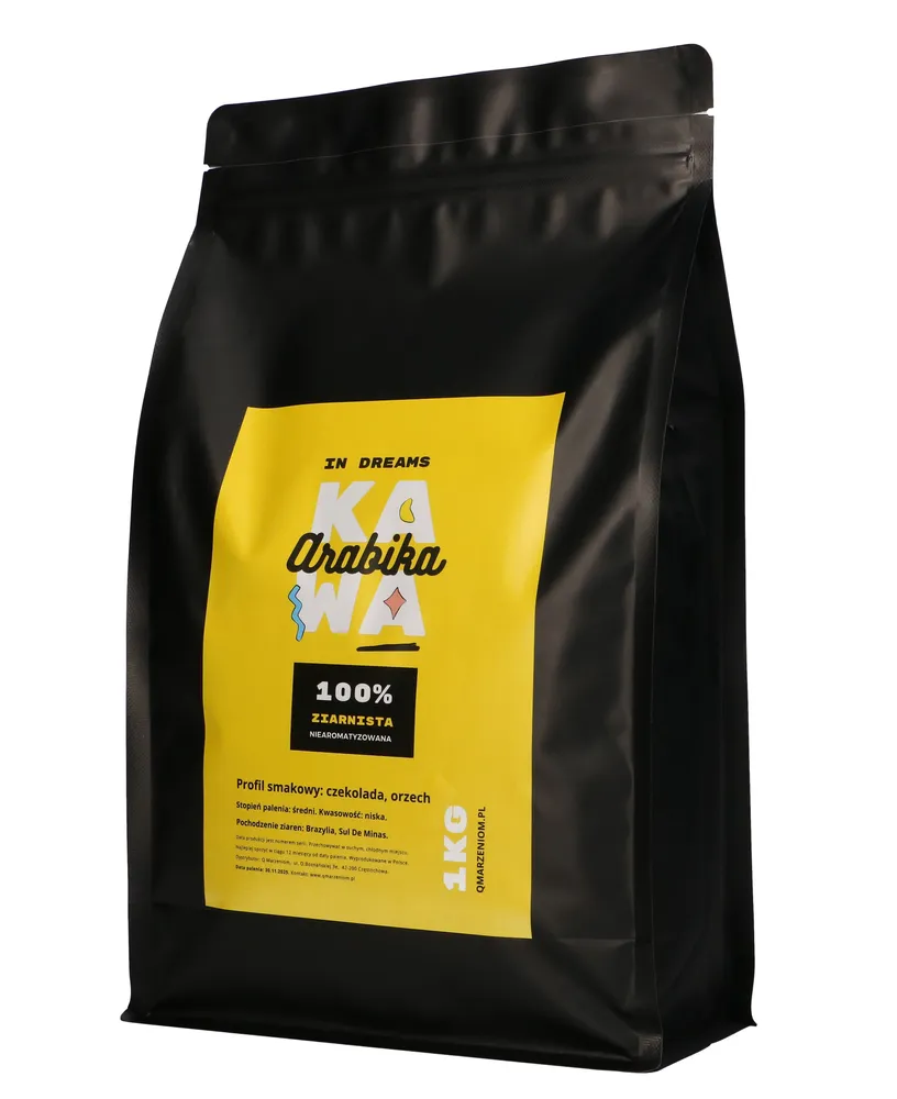 QMARZENIOM IN DREAMS KAWA 100% ARABICA ZIARNISTA CZEKOLADA ORZECH CZARNE OPAKOWANIE 1KG
