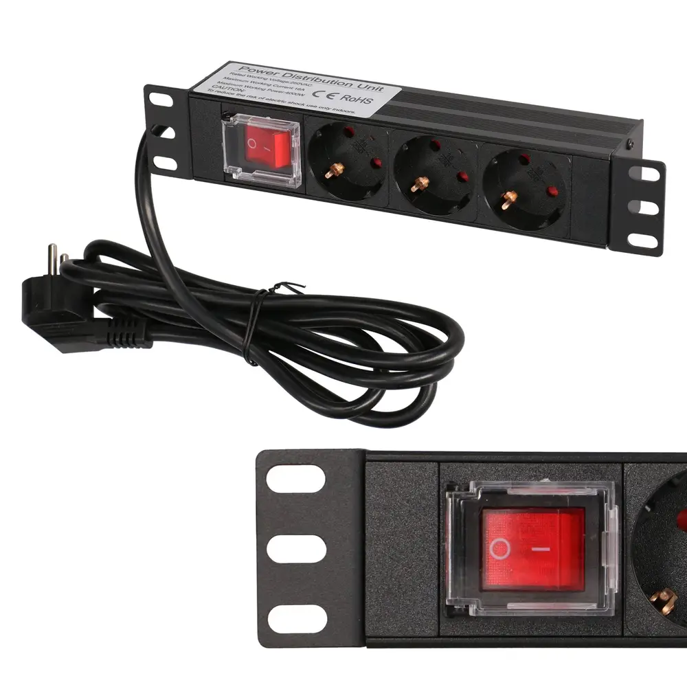 Extralink 10" 1U 3 Socket EU Type Power PDU Listwa zasilająca