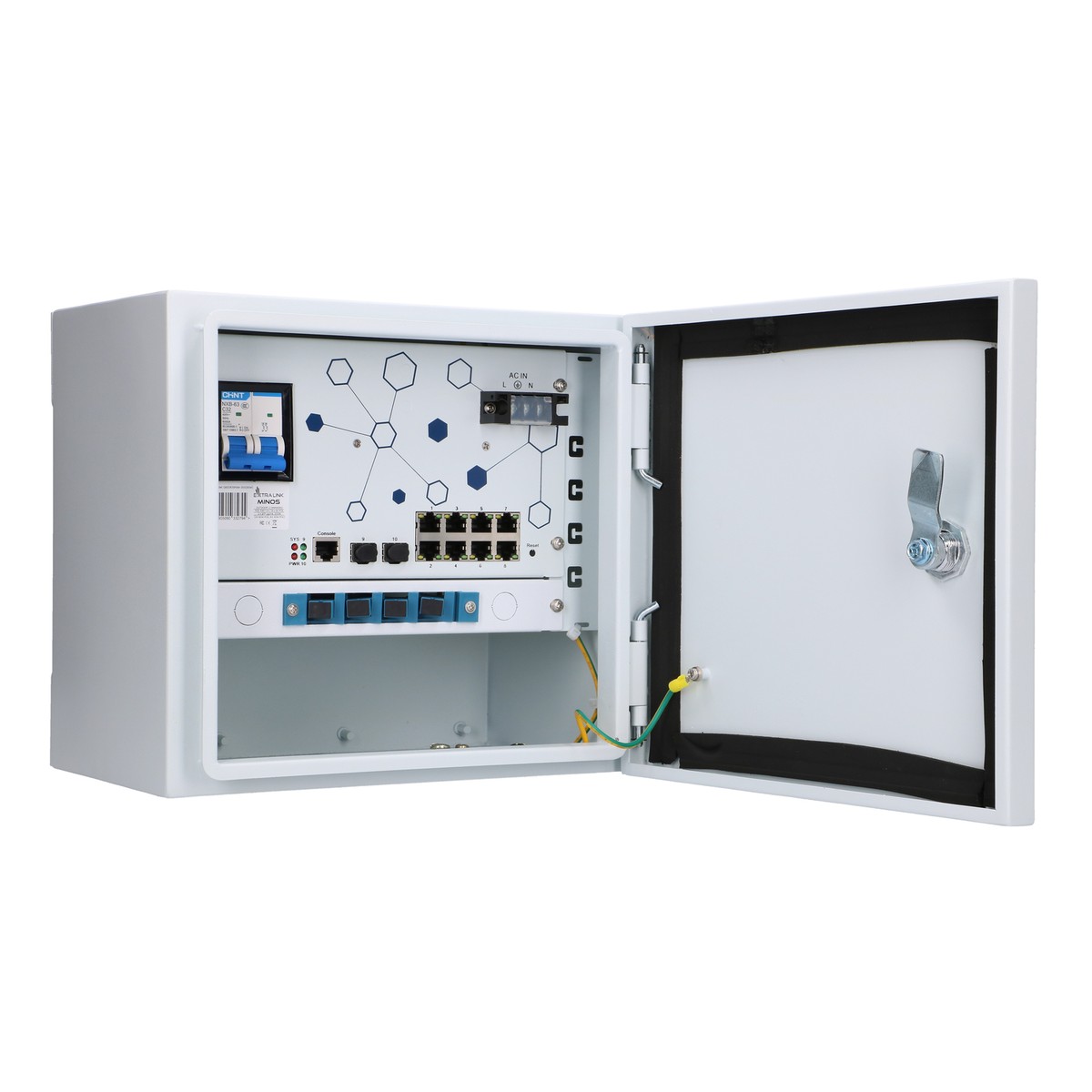 Extralink Minos | Zewnętrzny switch PoE | 8x RJ45 1000Mb/s PoE, 2x SFP, 200W, L2, aktywne chłodzenie - obrazek 3