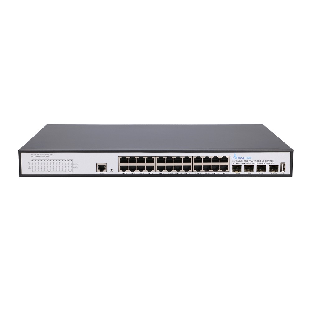 Extralink Hypnos Pro | Switch | 24x RJ45 1000Mb/s PoE, 4x SFP+, L3, zarządzalny, 450W - obrazek 2
