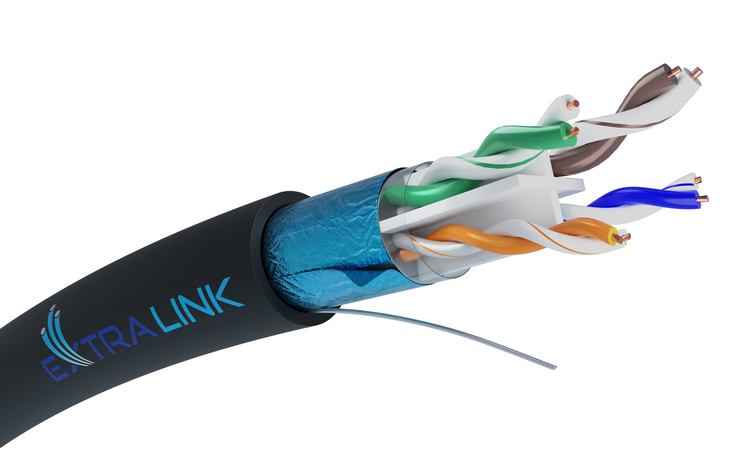 Extralink CAT6 FTP (F/UTP) Zewnętrzny żelowany | Kabel sieciowy skrętka | 305M - obrazek 2