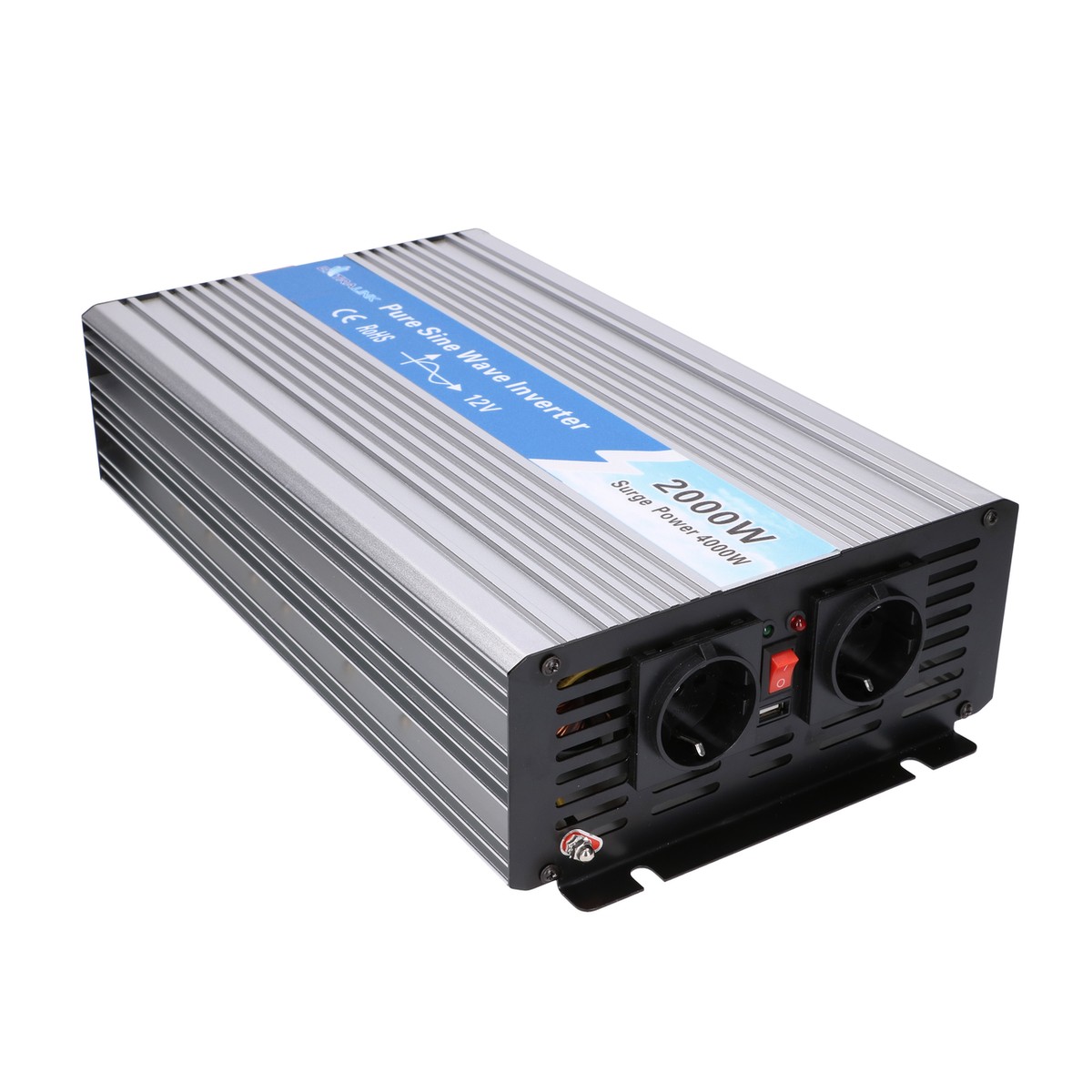 Extralink OPIP-2000W | Przetwornica napięcia | samochodowa 12V, 2000W, czysty sinus, USB-A, USB Typ C - obrazek 2