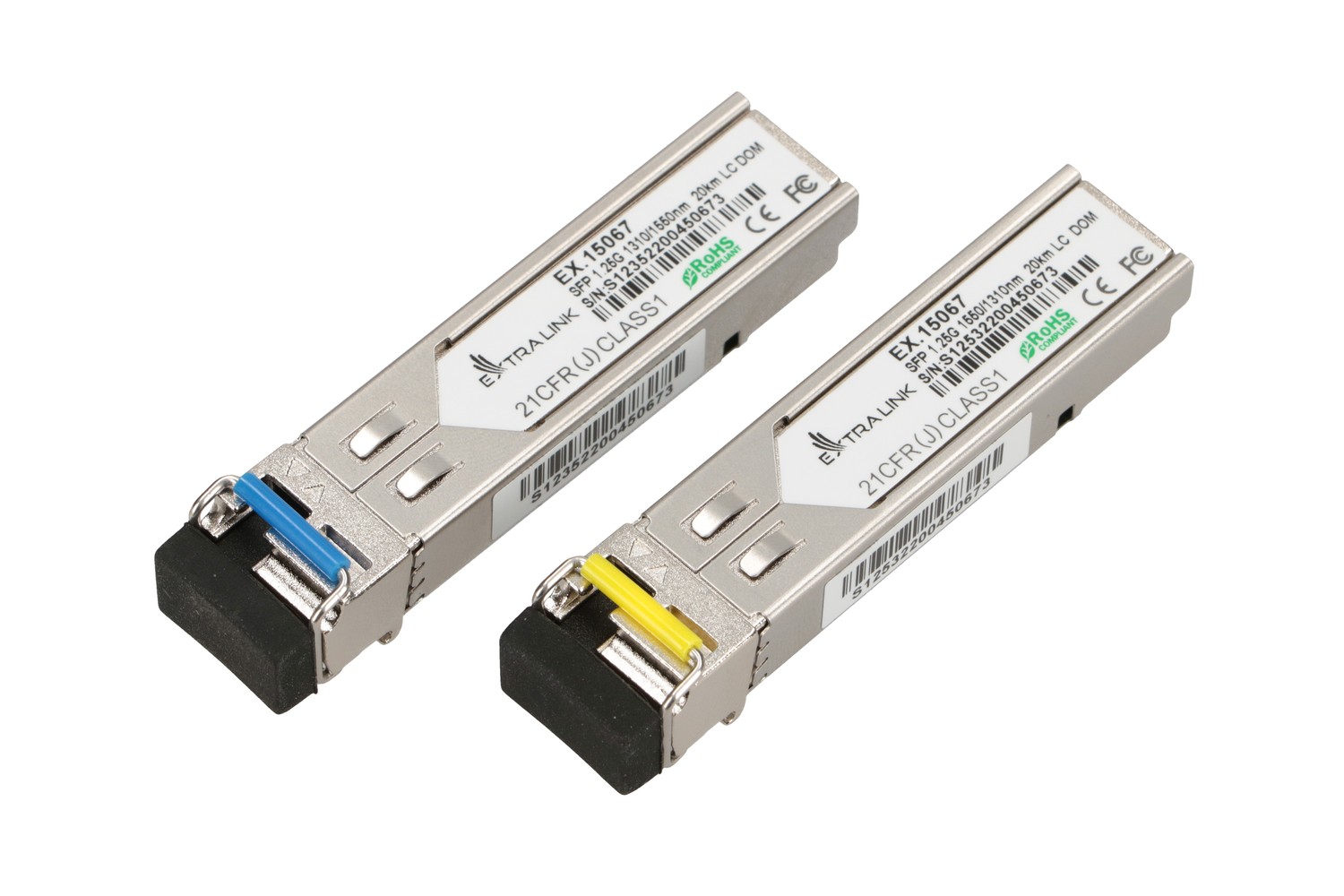 Extralink SFP 1.25G | Moduł SFP WDM | 1,25Gbps, 1310/1550nm, single mode, 20km, LC, DOM, para, dedykowane dla HP/Aruba - obrazek 2