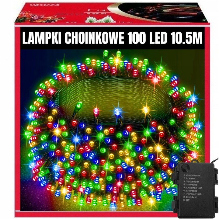 Extralink | Lampki choinkowe | świąteczne, 10,5m, 100 LED, ciepłe, multikolor, na baterie