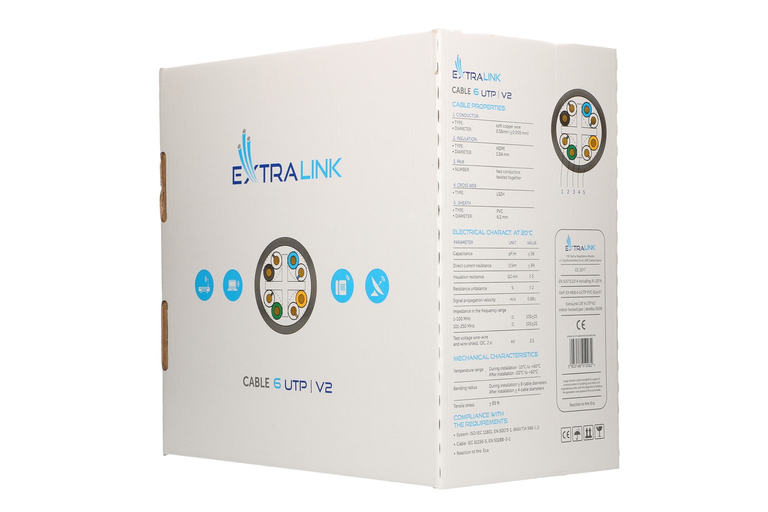 Extralink CAT6 UTP (U/UTP) V2 Wewnętrzny | Kabel sieciowy skrętka | 305M - obrazek 3