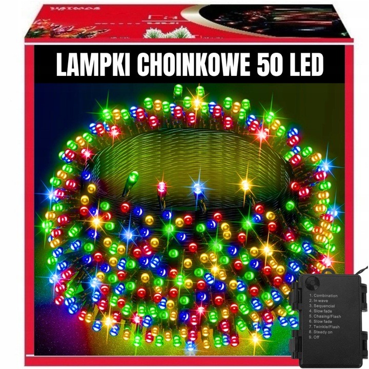 Extralink | Lampki choinkowe | świąteczne, 5,5m, 50 LED, multikolor, wewnętrzne, zewnętrzne, na baterie