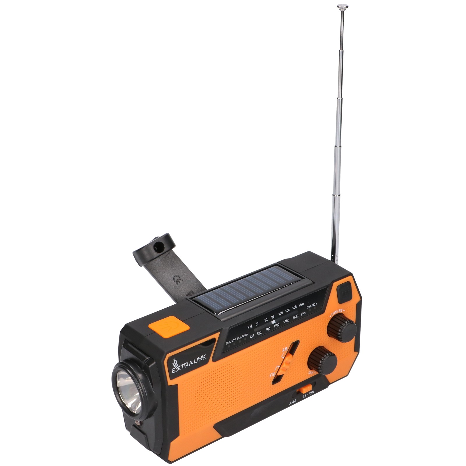 Extralink SR-4000 | Radio awaryjne solarne z korbką | dynamo, powerbank 4000mAh, z latarką SOS