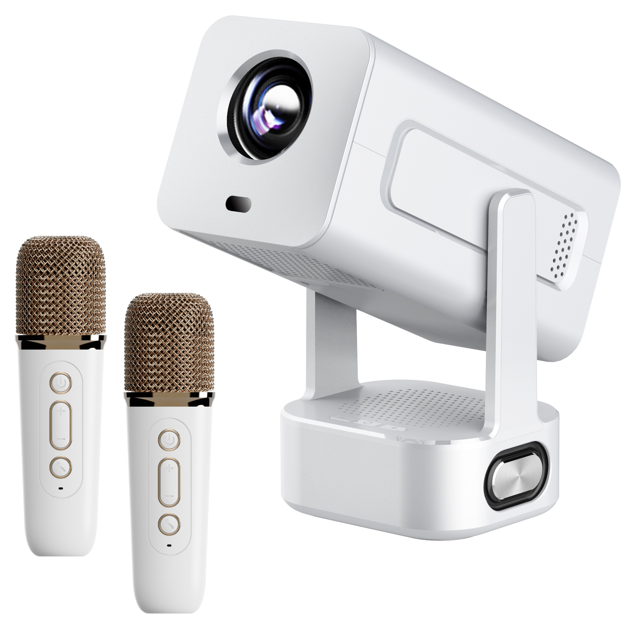 Extralink Smart Projector Cinema&Karaoke - IMS360 Biały | Projektor do filmów, gier i muzyki z 2 mikrofonami | 1080p, Android 13