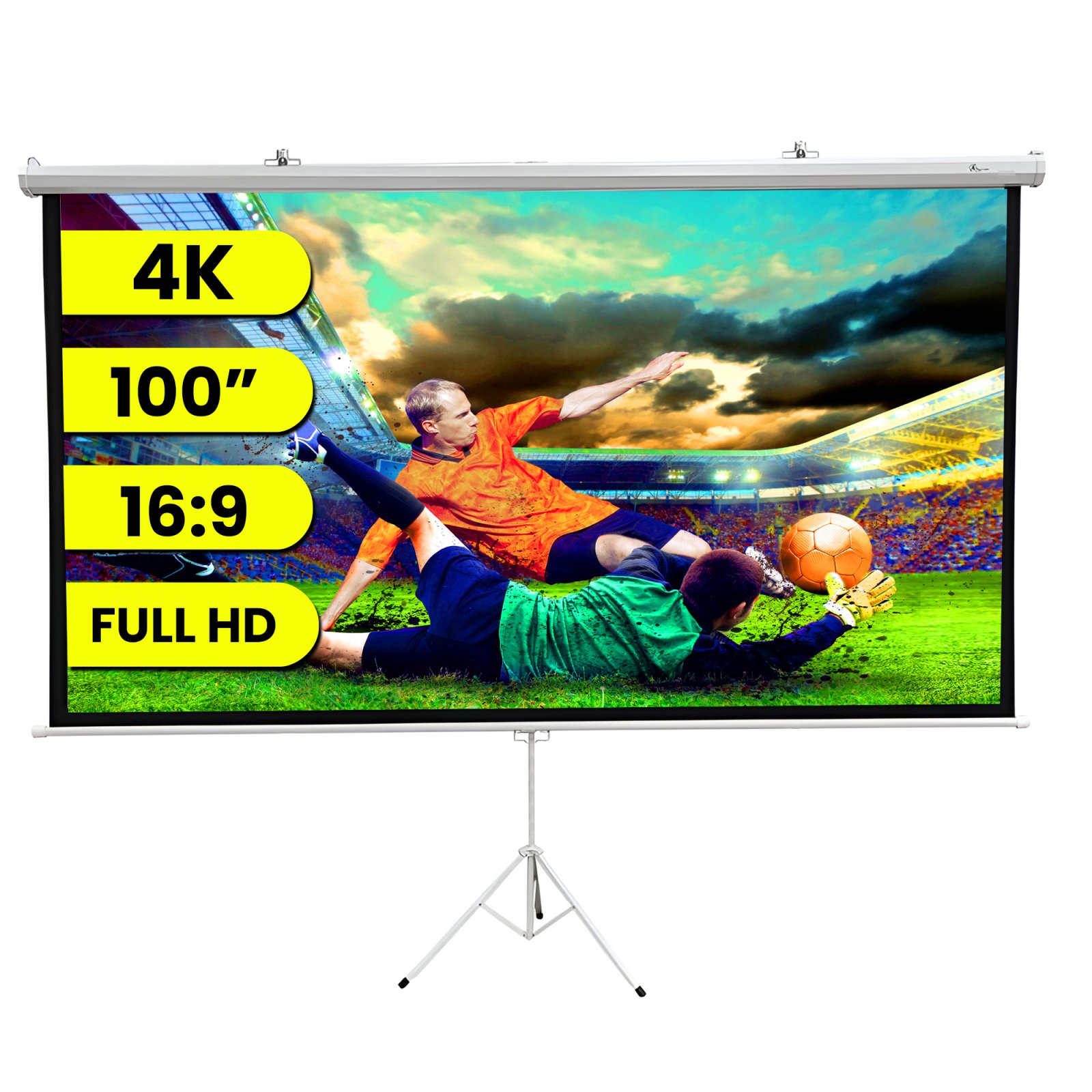 Extralink Projection Screen 100" | Ekran projekcyjny | 16:9, 220x125cm, PVC, pół-automatyczne zwijanie