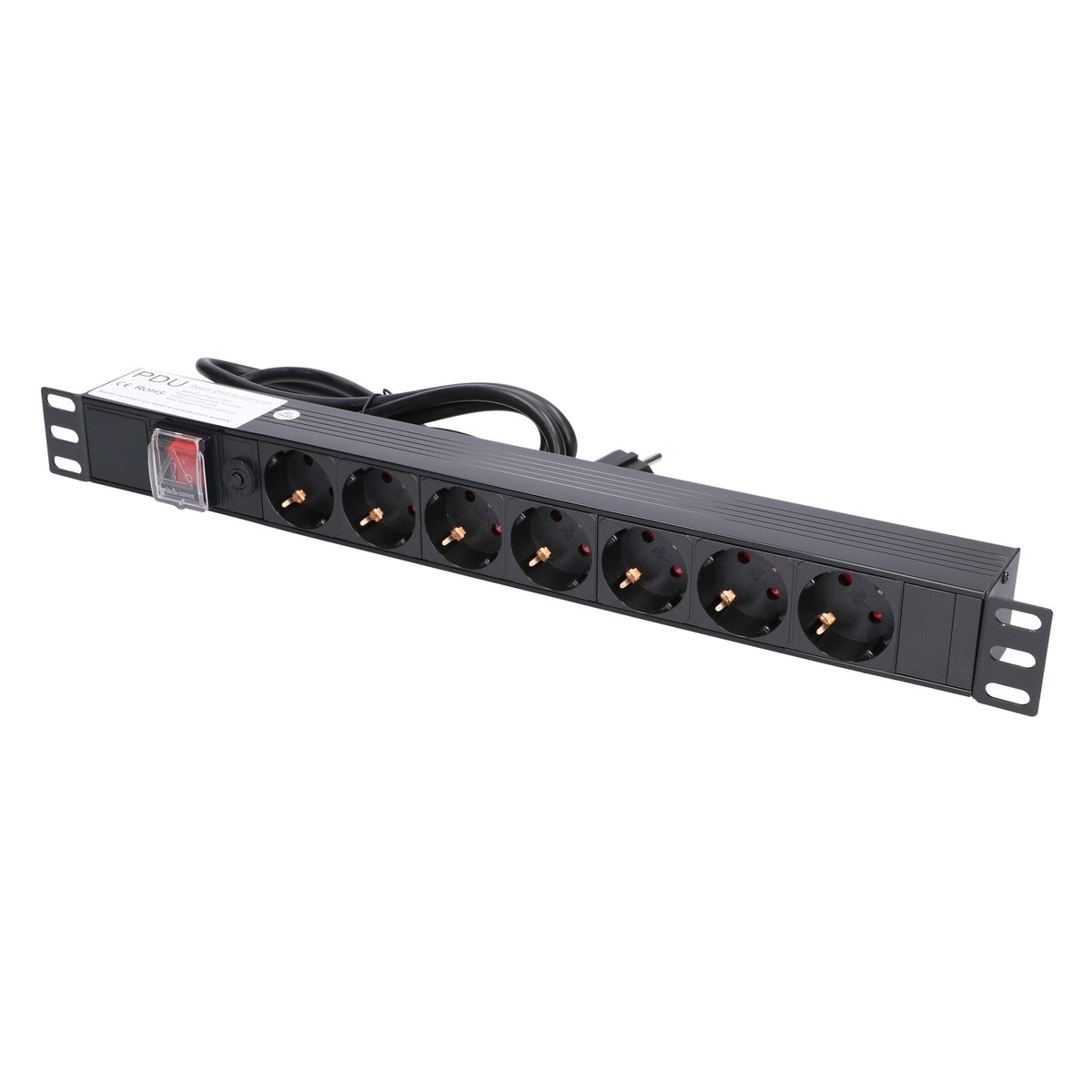Extralink EXPDU7EU SW | Listwa zasilająca | 19" 1U, 7 gniazd EU, z wyłącznikiem, 2m