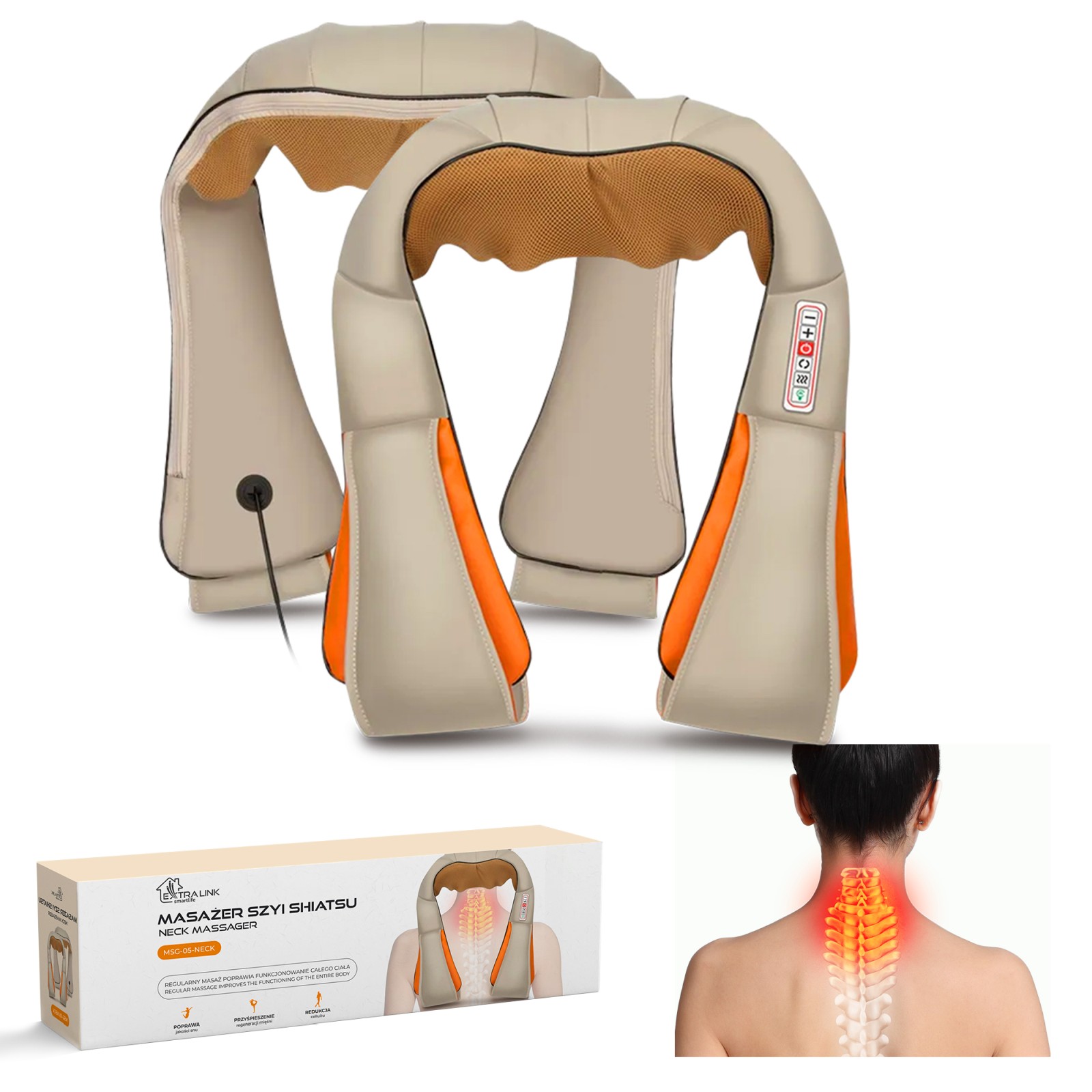 Extralink Smart Life Neck Massager | Masażer do karku | 3 prędkości, 24W, Zasilanie AC, DC