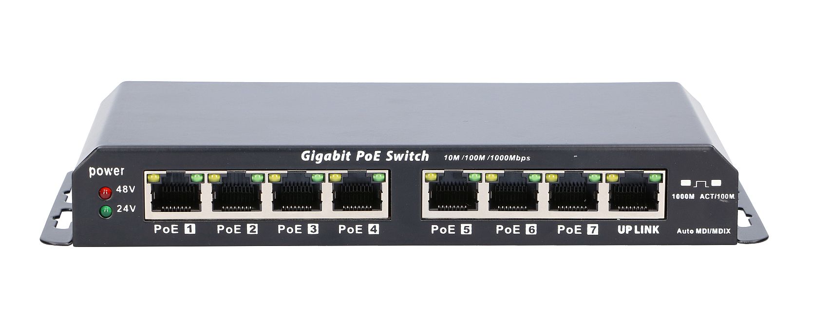 Extralink KRATOS | Switch PoE | 7x Gigabit PoE, 1x Uplink RJ45, Zasilacz 24V 2.5A, Moc 60W - obrazek 2
