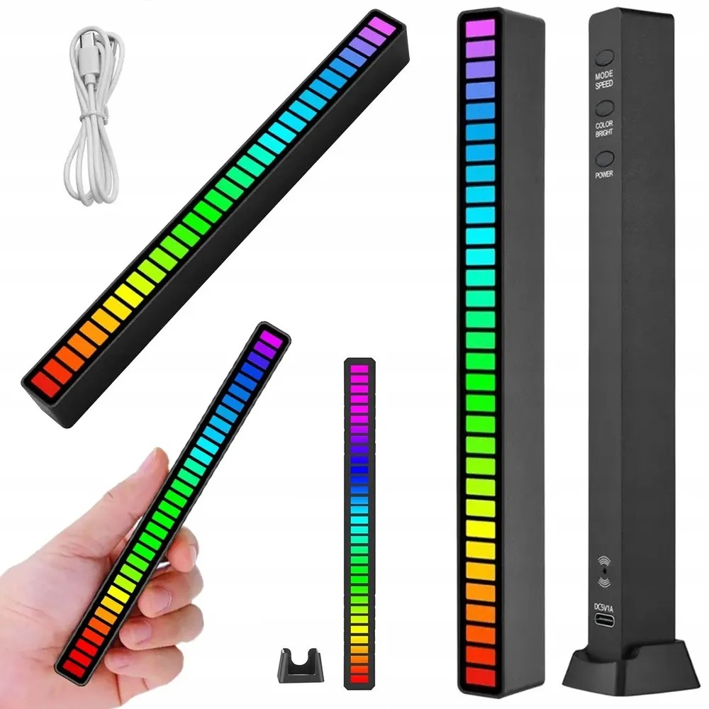 Extralink | Lampka LED USB RGB | reakcja na dźwięk, listwa z akumulatorem, czarna