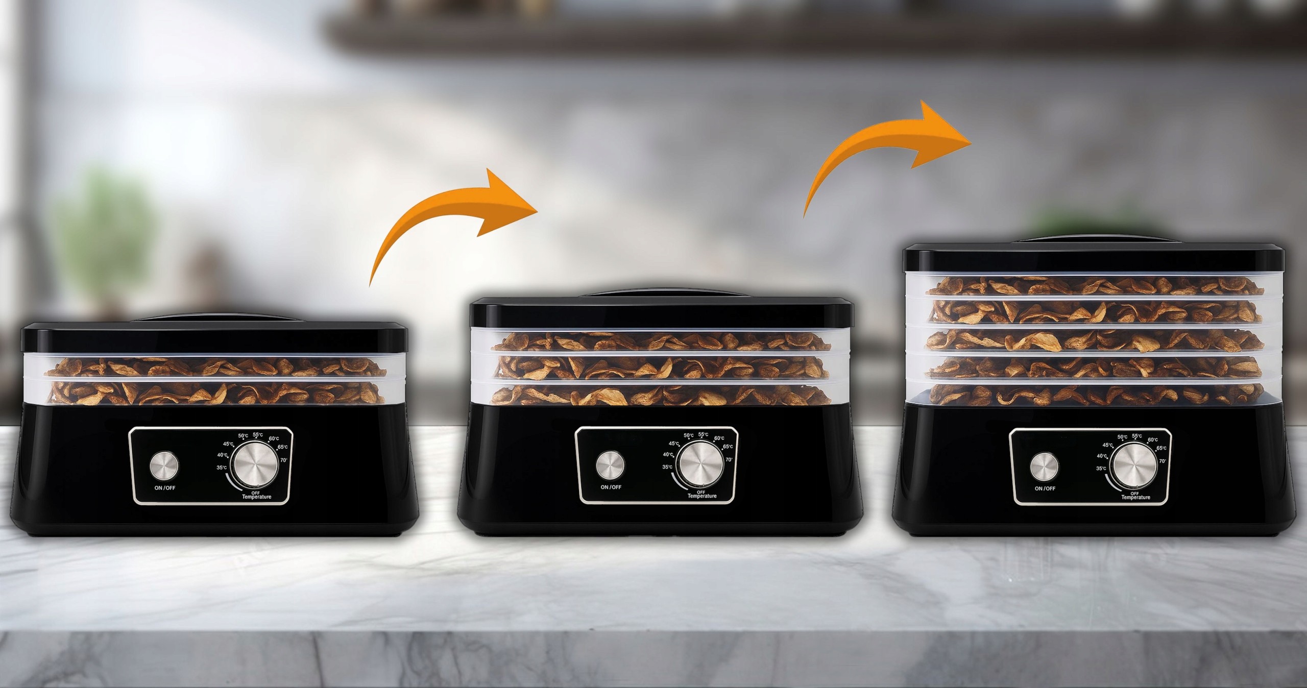 Extralink Home | Suszarka do grzybów owoców warzyw żywności | 500W + 5 sit 27,5cm, czarna - obrazek 5