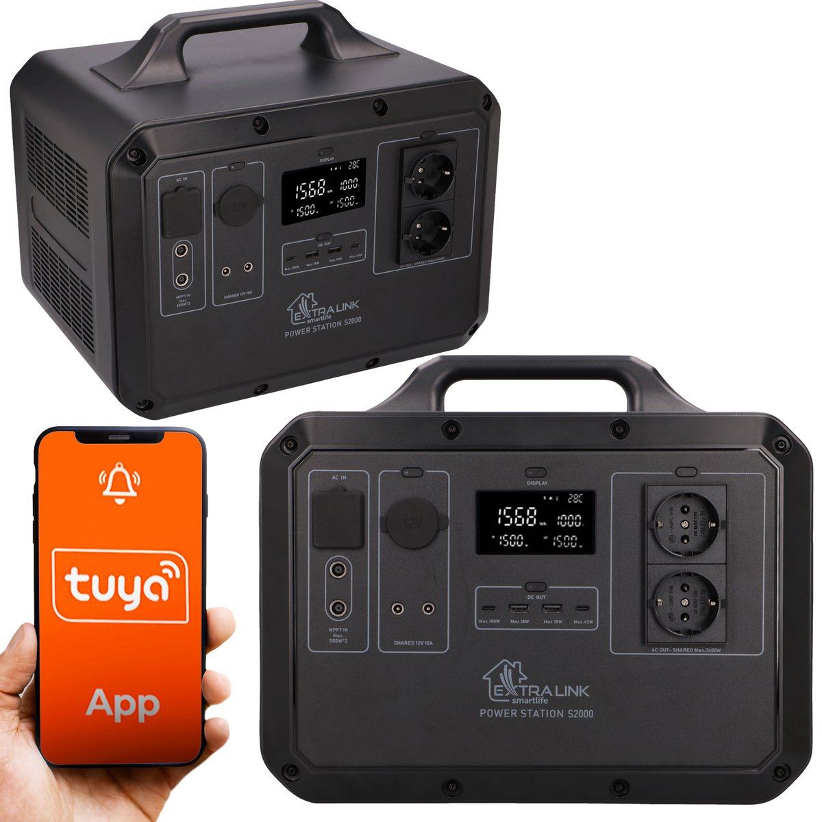 Extralink Power Ranger EPS-S2000F Power Station zamiennik dla Jackery, Bluetti, Ecoflow | Stacja zasilania | 2240 Wh, 2400W, LiFePO4, Tuya
