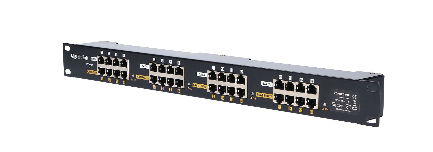 Extralink 16 Portowy | Gigabit PoE Injector | 16x 1000Mb/s RJ45, Obudowa Rack - obrazek 4