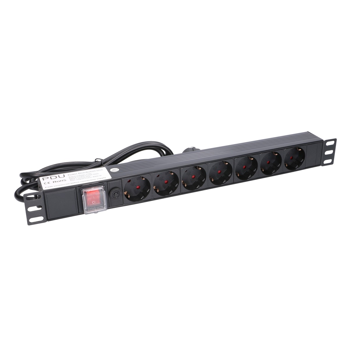 Extralink EXPDU7EU SW | Listwa zasilająca | 19" 1U, 7 gniazd EU, z wyłącznikiem, 2m - obrazek 3