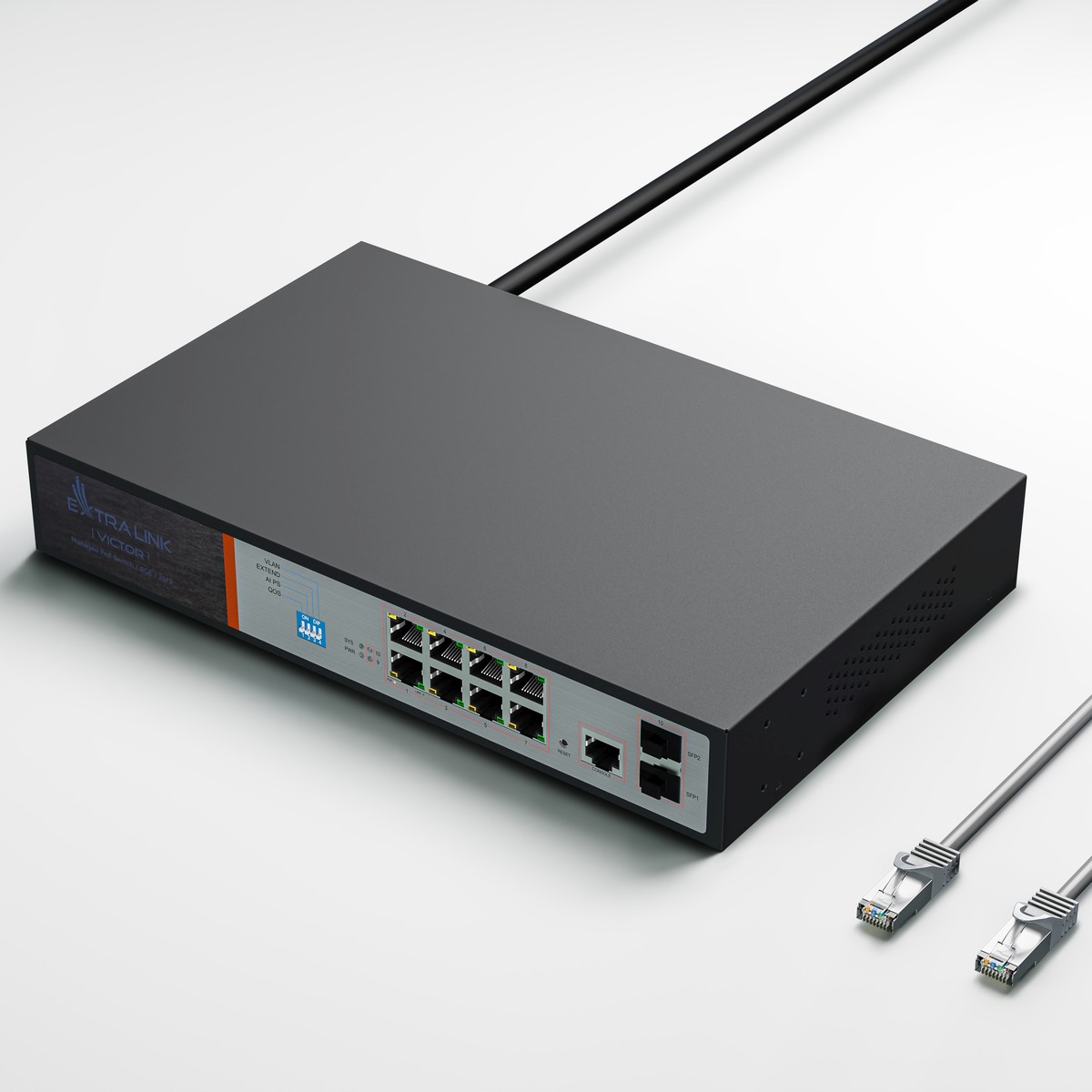 Extralink VICTOR | Switch PoE | 8x Gigabit PoE/PoE+, 2x SFP, 1x Port Konsolowy, 150W, Zarządzalny - obrazek 5