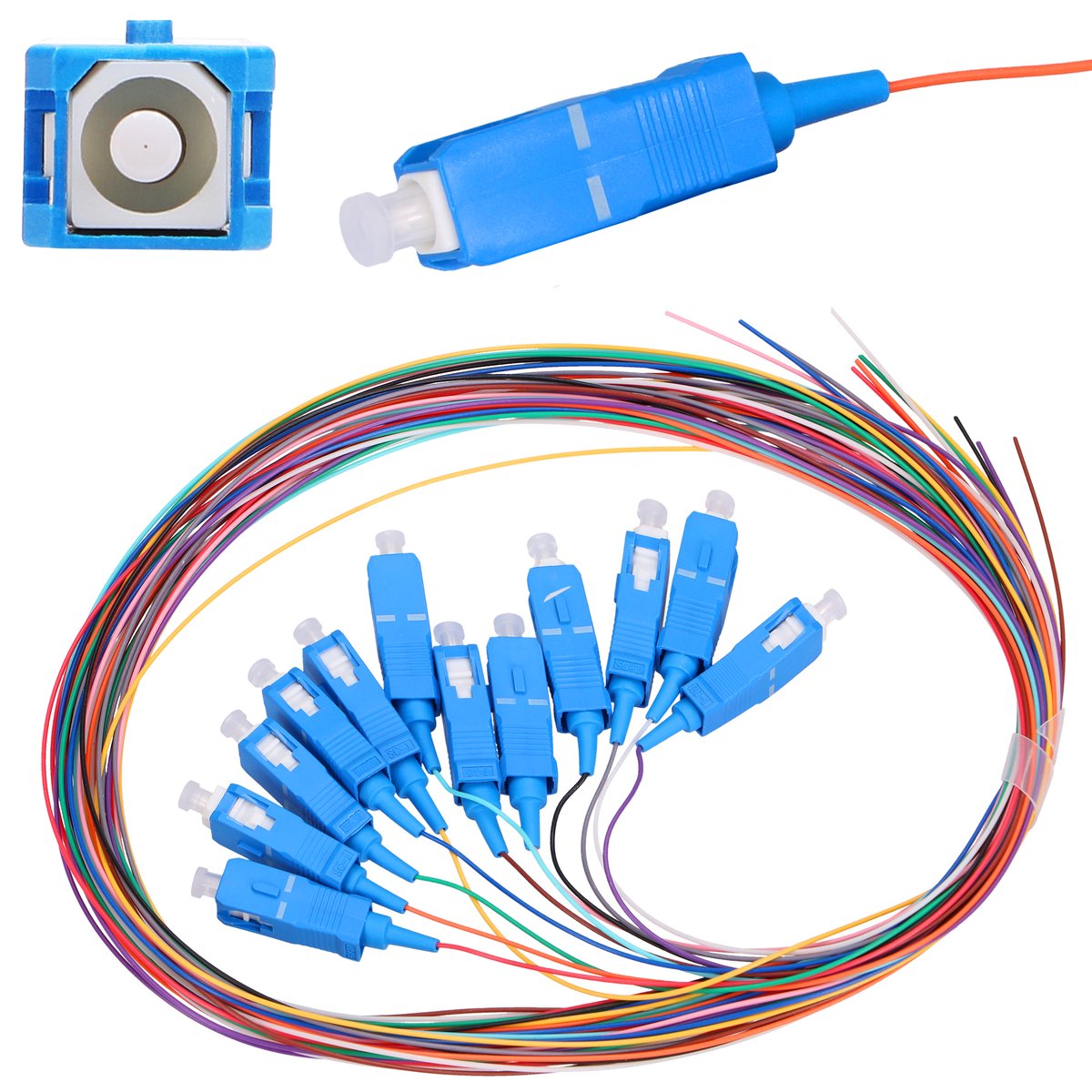 Extralink SC/UPC | Zestaw pigtaili | Jednomodowe, 900um, G.657A1, 1m, 12 sztuk, 12 kolorów