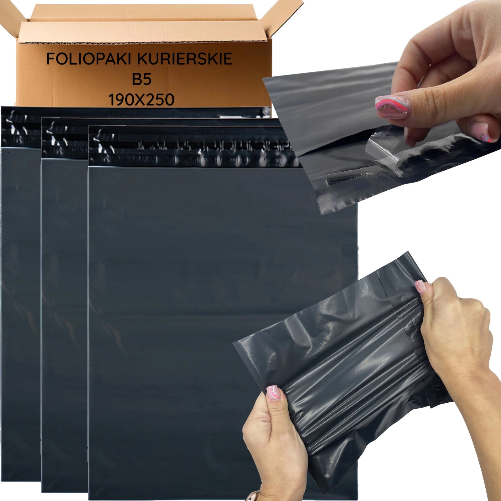 Extralink | Foliopaki kurierskie | czarne b5 190x250 50 szt