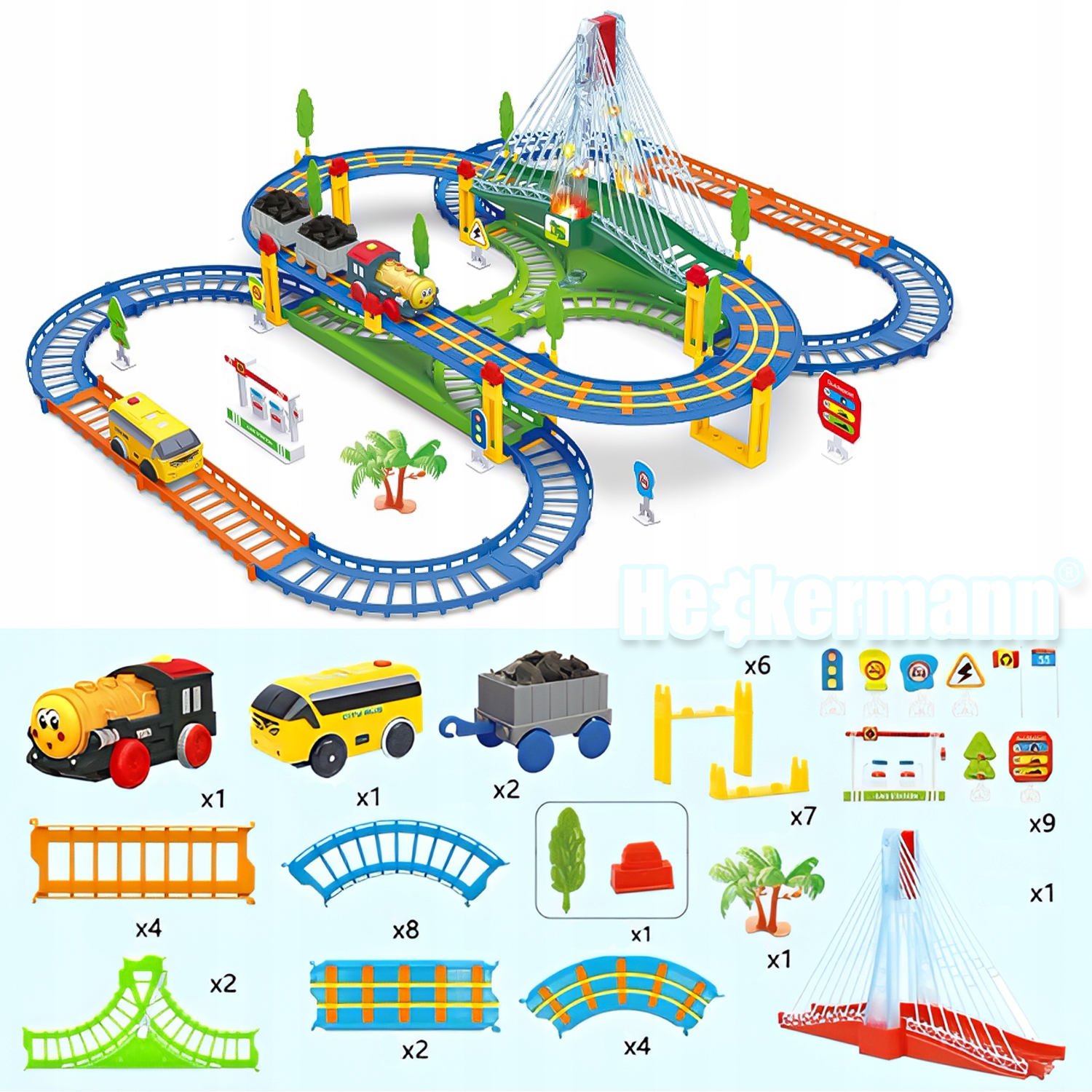 Extralink Kids | Kolejka elektryczna Track King | z lokomotywą i samochodzikiem na baterie - obrazek 3
