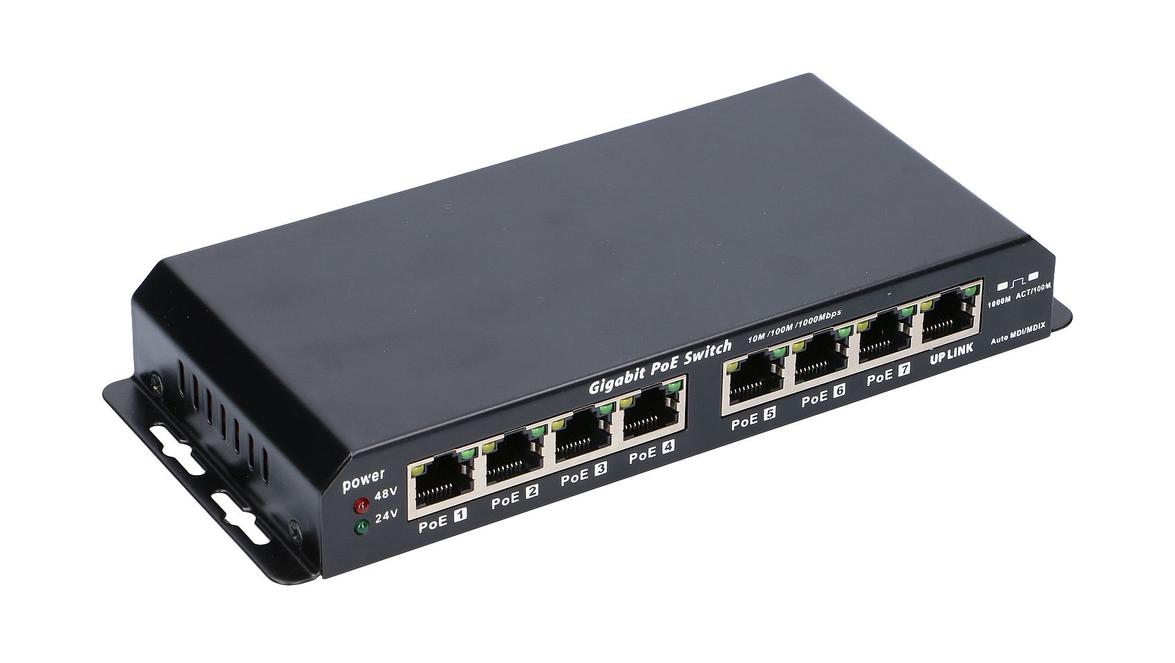 Extralink KRATOS | Switch PoE | 7x Gigabit PoE, 1x Uplink RJ45, Zasilacz 24V 2.5A, Moc 60W - obrazek 5