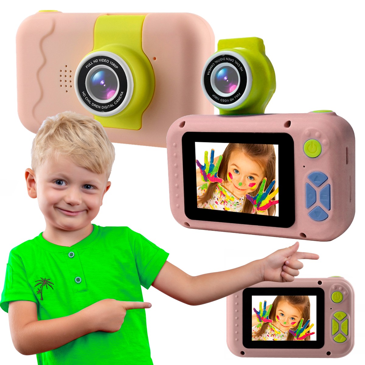Aparat cyfrowy dla dzieci Extralink H135 Różowy | obiektyw do selfie, 1080P, wyświetlacz 2.0"