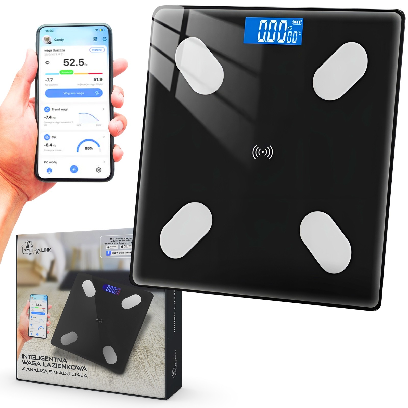 Extralink Smart Life K-01 | Waga łazienkowa | elektoniczna