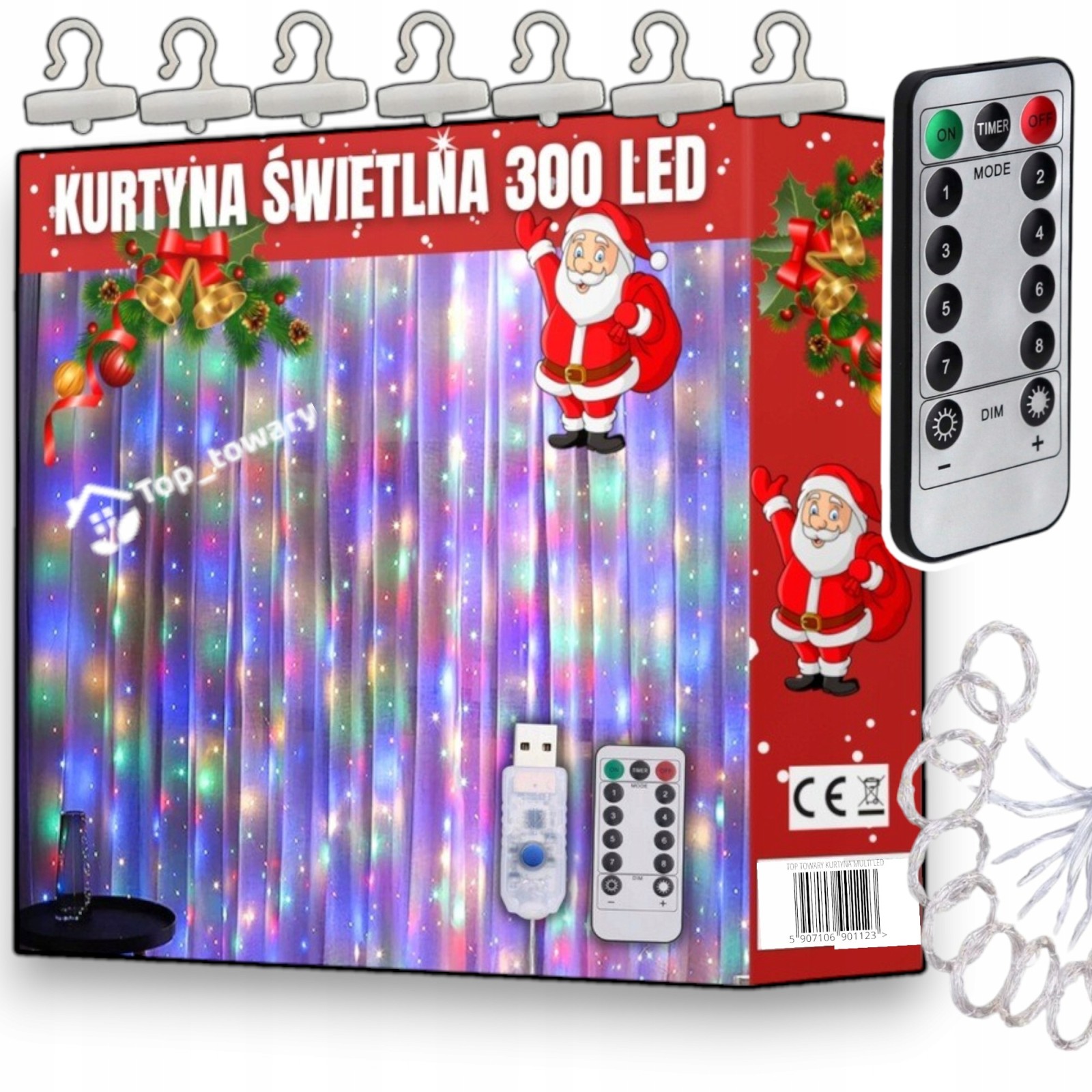 Extralink | Kurtyna świetlna LED | 3x3m, 300x LED, biały zimny, świąteczne, ozdoba