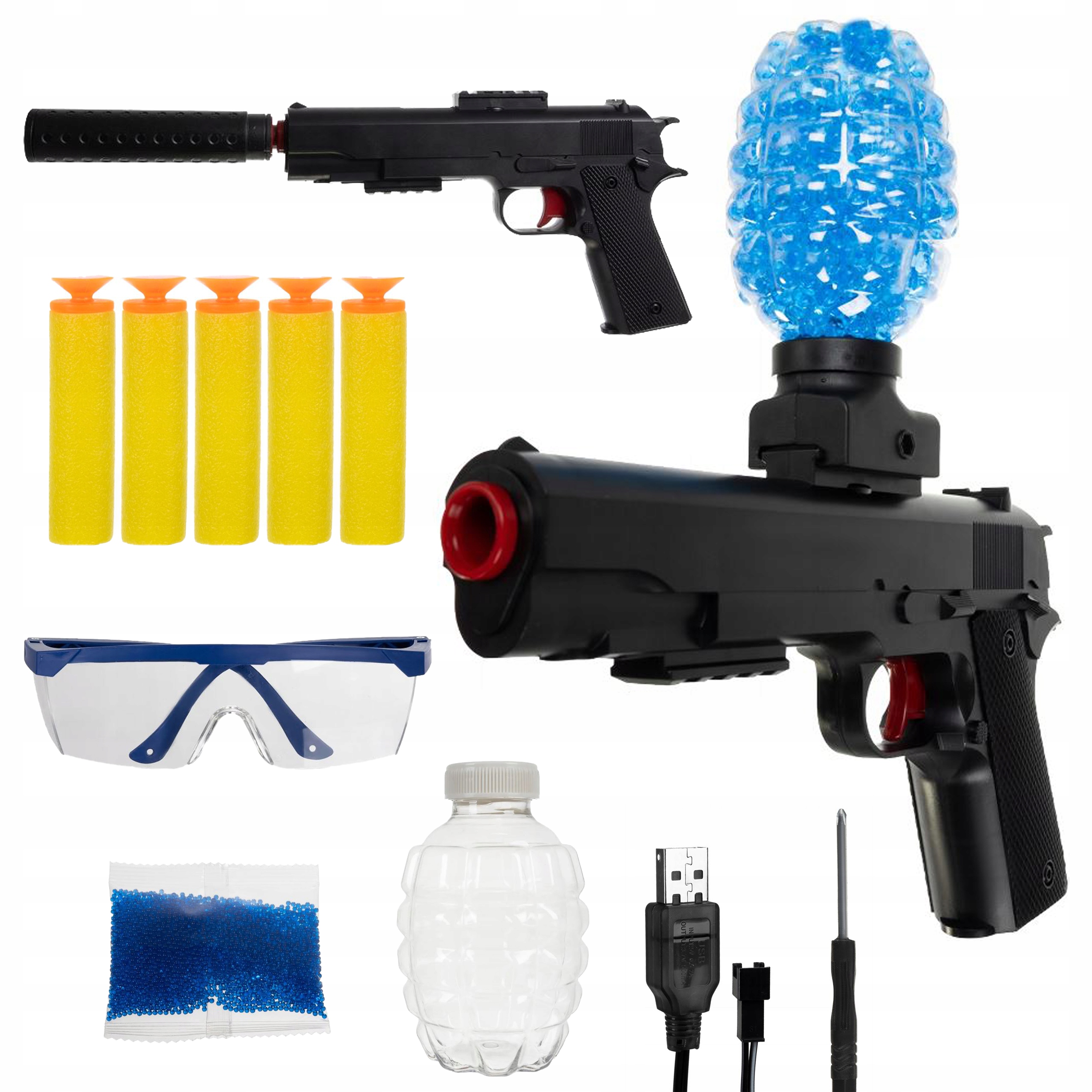 Extralink | Pistolet automatyczny na kulki żelowe | akumulator, okulary ochronne
