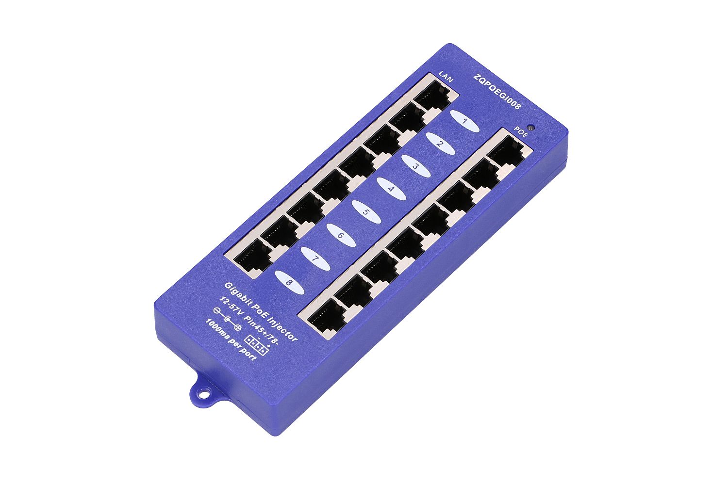 Extralink 8 Portowy | Gigabit PoE Injector | 8x 1000Mb/s RJ45, Mode B - obrazek 2
