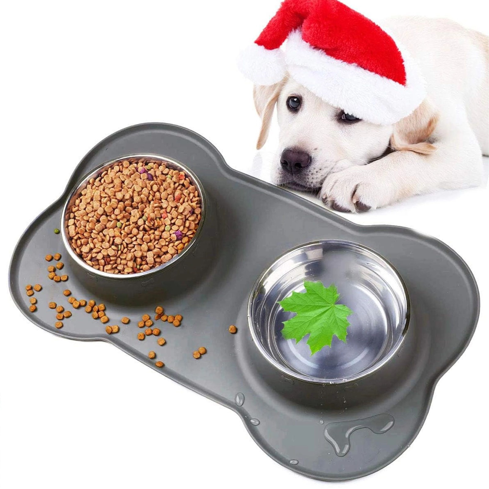 Extralink Pets | Podwójna miska dla psa kota | metalowa antypoślizgowa 2 miski + podkładka pet-837