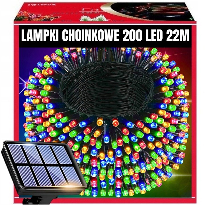 Extralink | Lampki choinkowe | świąteczne, 20m, 200 LED, solarne, zewnętrzne, multikolor