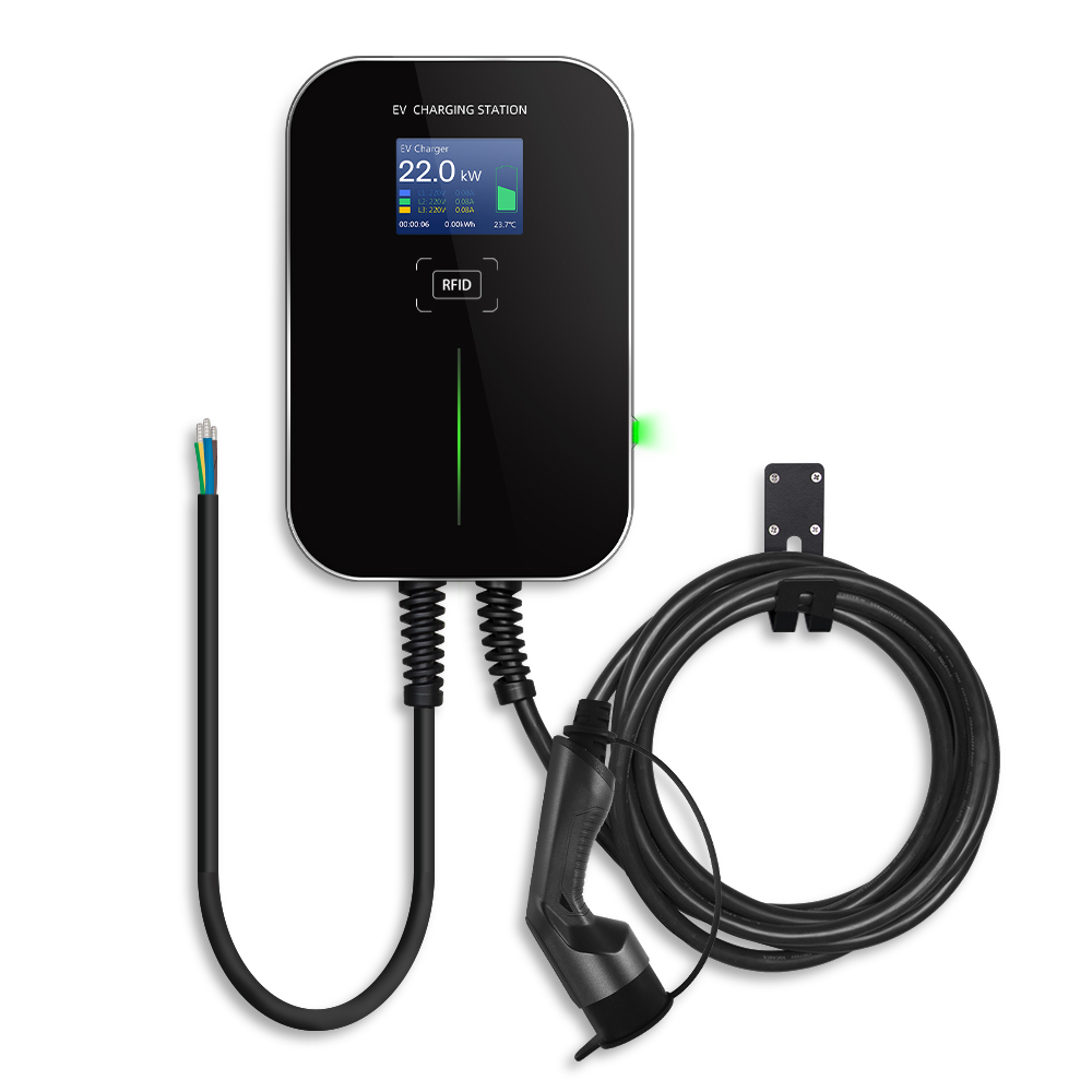 Extralink BS20-BC-22kW-RFID Typ 2 32A 22kW | Ładowarka do samochodu elektrycznego | 3 fazy, ekran LCD, 6,1m - obrazek 2