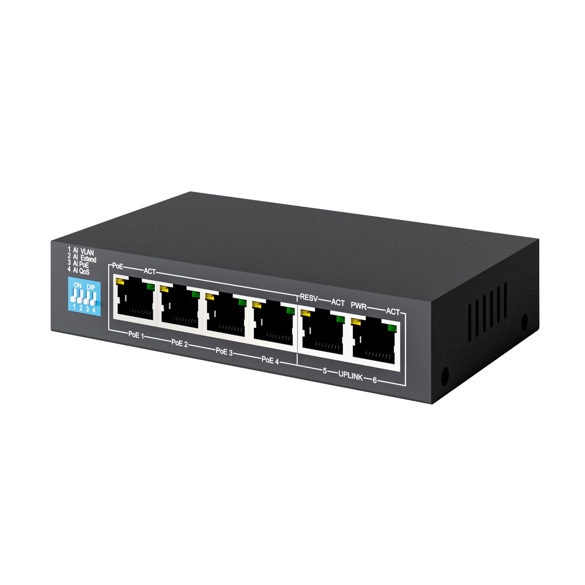Extralink KRIOS | Switch PoE | 4x Gigabit PoE/PoE+, 2x RJ45 Uplink Gigabit, 60W - obrazek 4