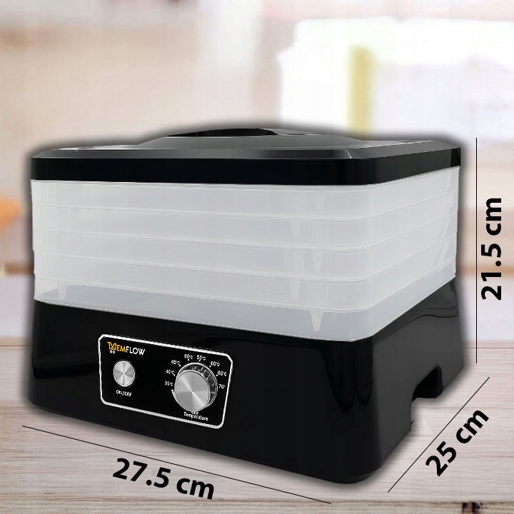 Extralink Home | Suszarka do grzybów owoców warzyw żywności | 500W + 5 sit 27,5cm, czarna - obrazek 2