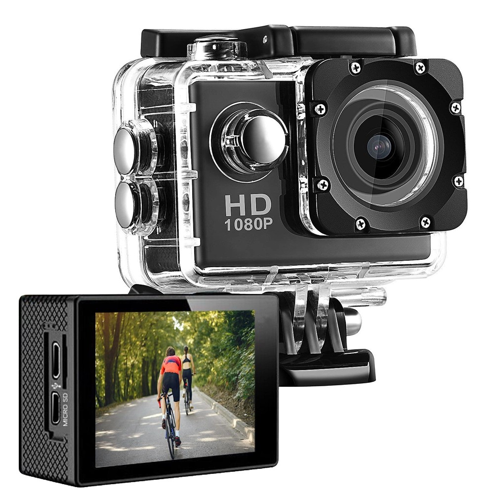 Extralink Action Camera A10 Czarna | Kamera | 1080P 30fps, IP68, wyświetlacz 2.0"
