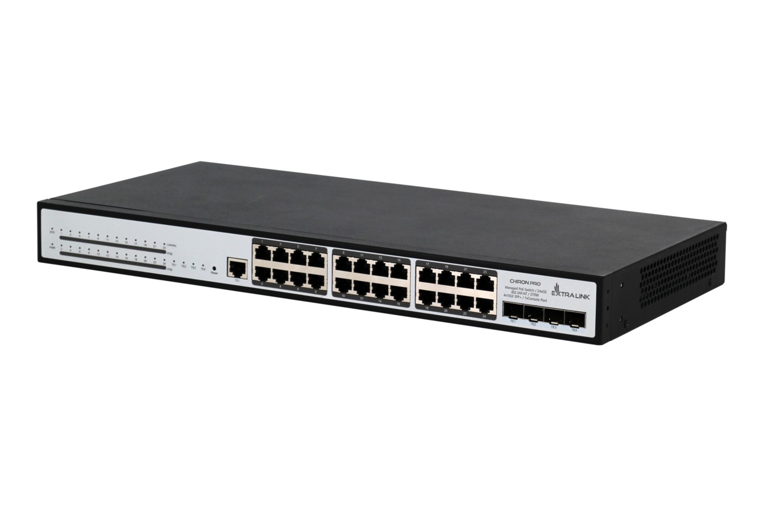 Extralink Chiron Pro | Switch PoE | 24x RJ45 1000Mb/s PoE, 4x SFP+, L3, zarządzalny, 370W - obrazek 4