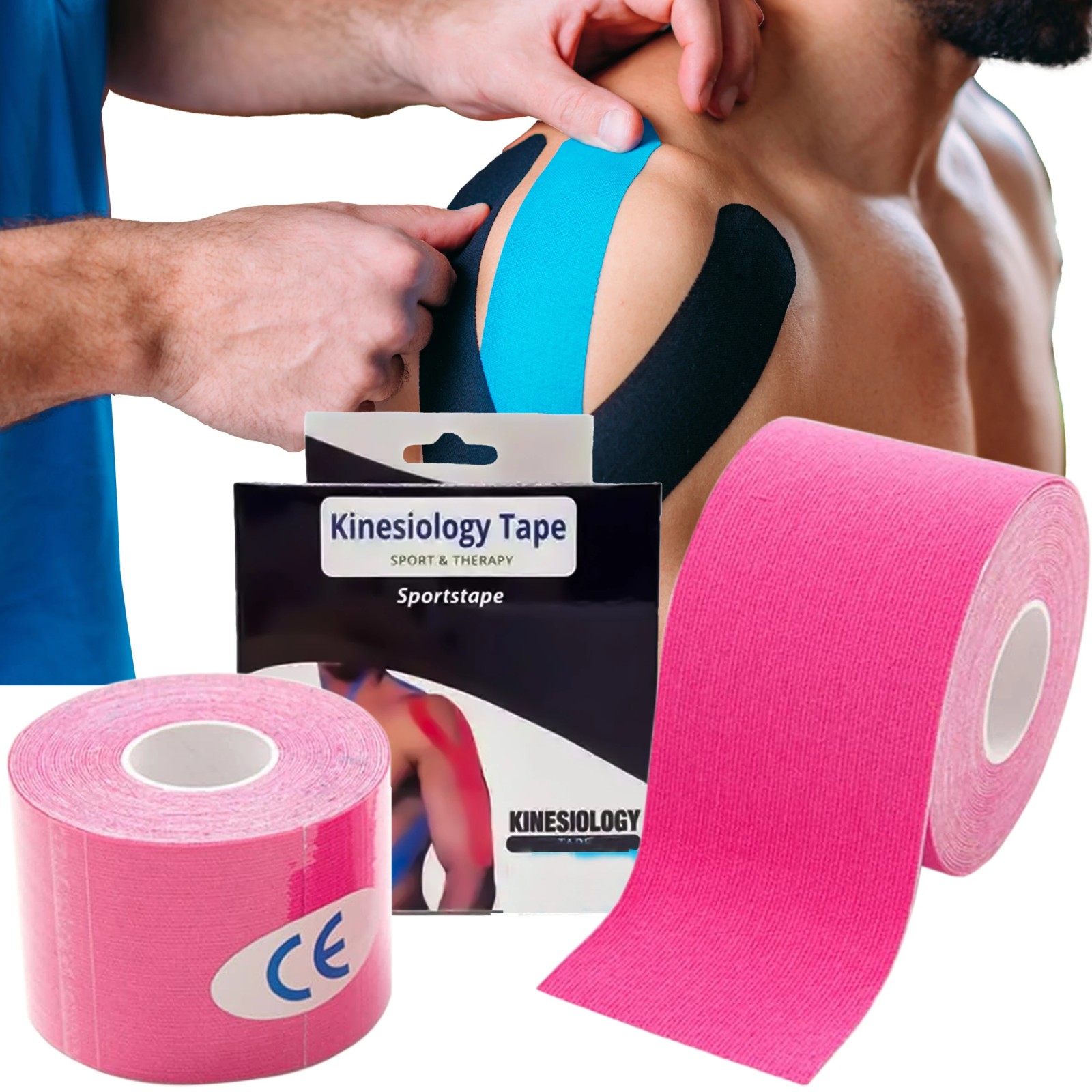Extralink | Plastry | tape tejpy kinesiotaping tejp taśma kinesio sport pro 5mx5cm róż
