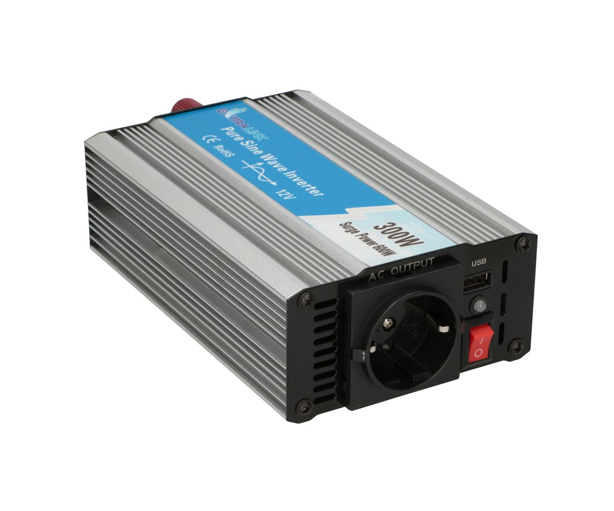 Extralink OPIP-300W | Przetwornica napięcia | samochodowa 12V, 300W czysty sinus, USB-A, USB Typ C - obrazek 2
