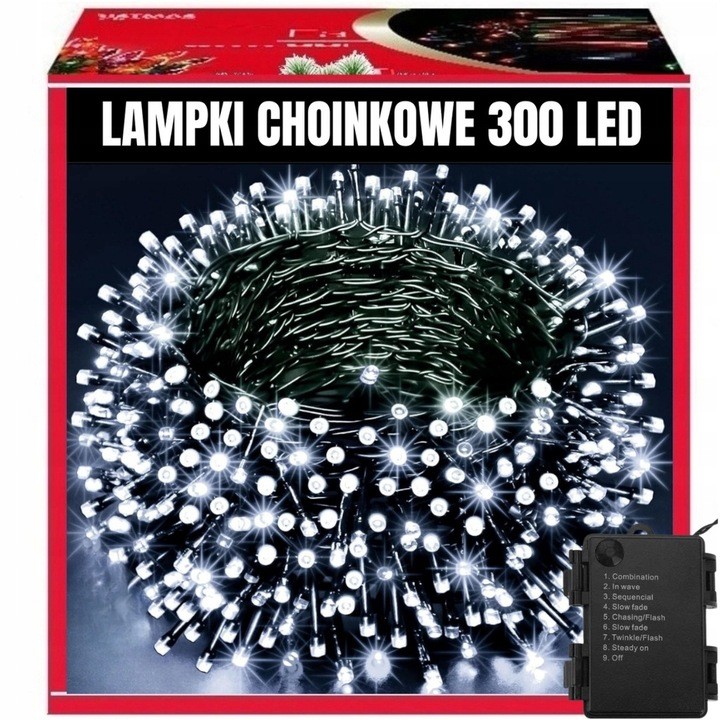 Extralink | Lampki choinkowe | świąteczne, 21,7m, 300 LED, zewnętrzne, wewnętrzne, białe, zimne