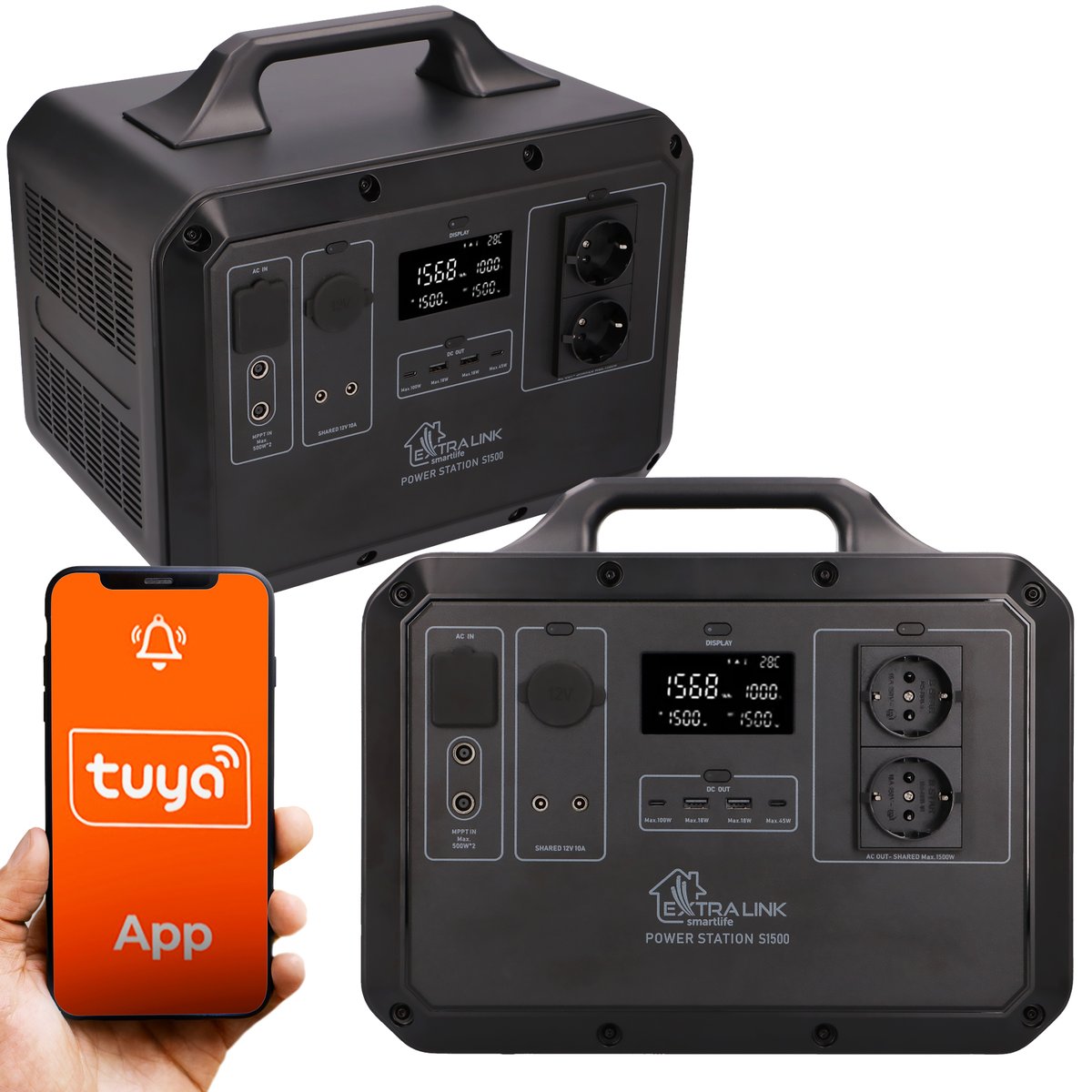 Extralink Power Ranger EPS-S1500F Power Station zamiennik dla Jackery, Bluetti, Ecoflow | Stacja zasilania | 1568 Wh, 1500W, LiFePO4, Tuya