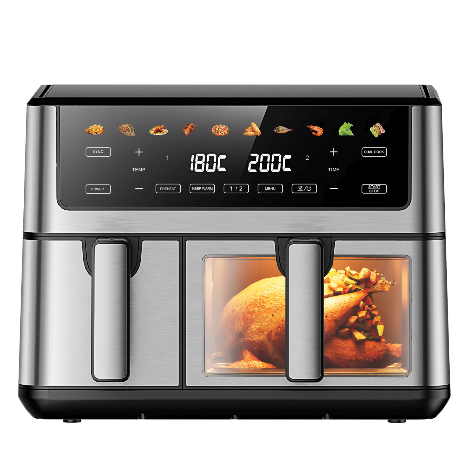 Extralink Home Air Fryer SJ-1000 PRO 10L EU | Frytkownica | (6.5L+3.5L) 2500W - obrazek 3