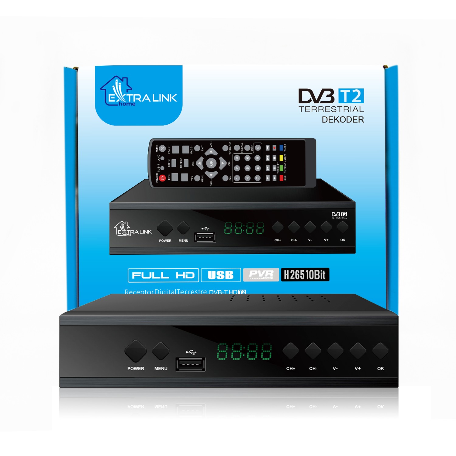 Extralink Home Tuner Dekoder DVB-T2 TV Naziemnej H.265 HEVC FULL HD USB HDMI + Pilot