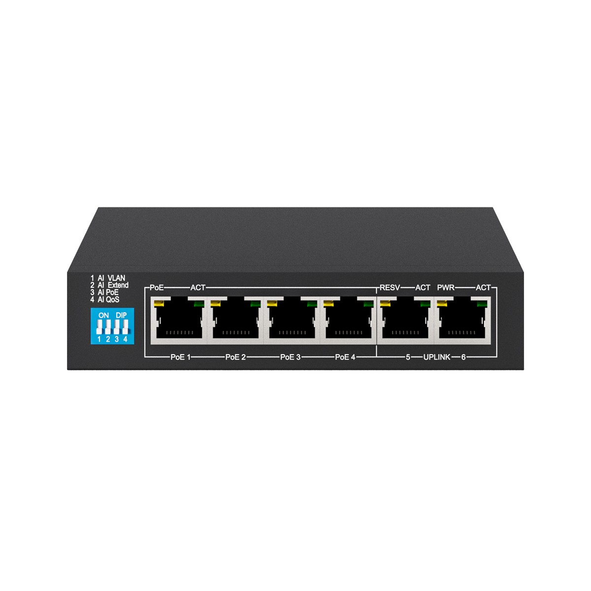 Extralink EUROS V2 | Switch PoE | 4x 100Mb/s PoE/PoE+, 2x RJ45 Uplink 100Mb/s, 60W - obrazek 2