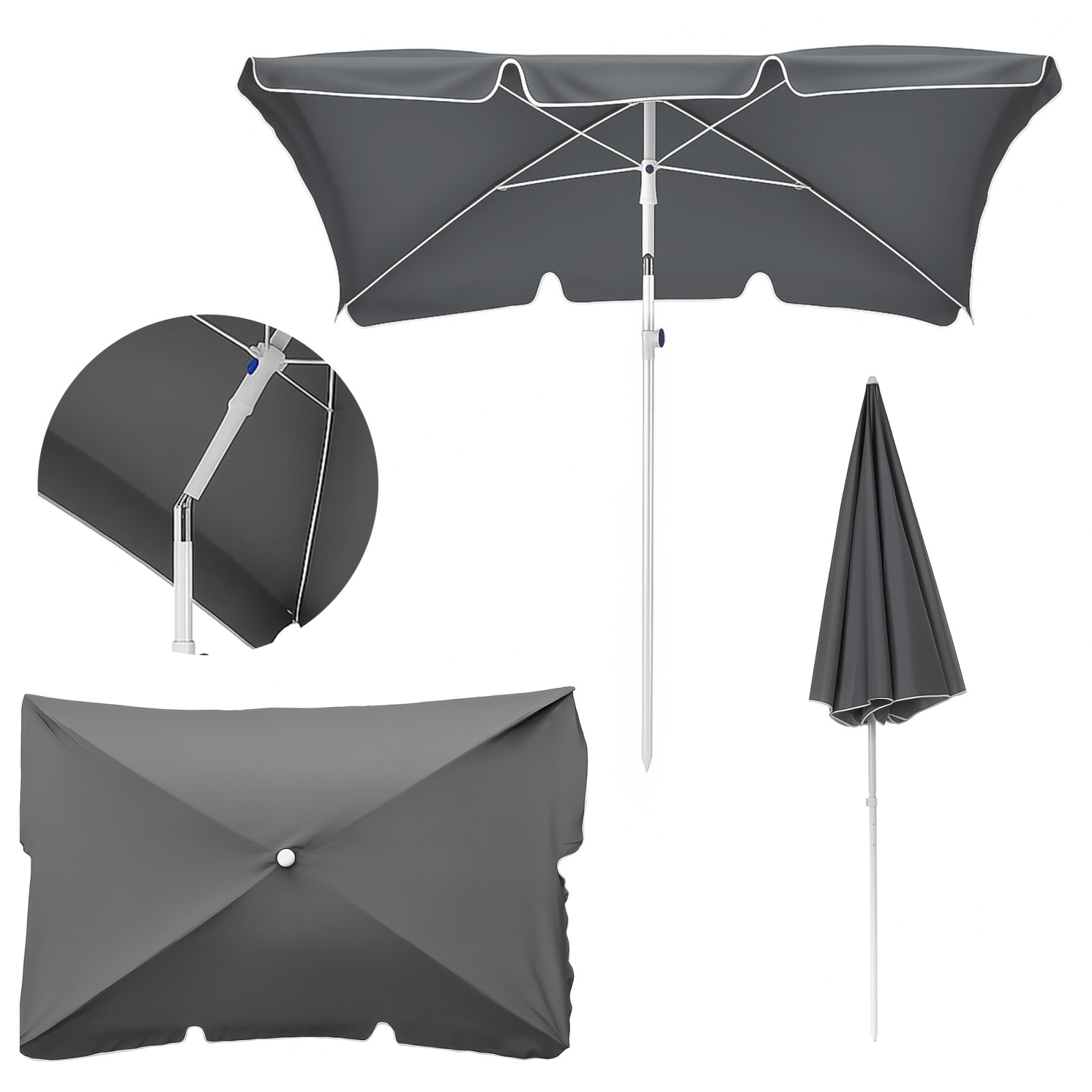 Black Forest | Parasol ogrodowy składany | 2m szary