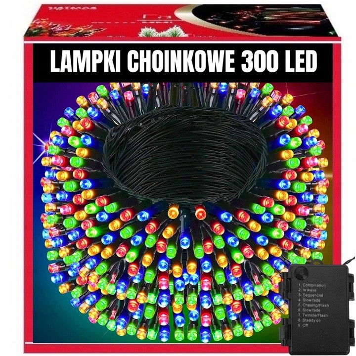 Extralink | Lampki choinkowe | świąteczne, 21,7m, 300 LED, zewnętrzne, wewnętrzne, multikolor